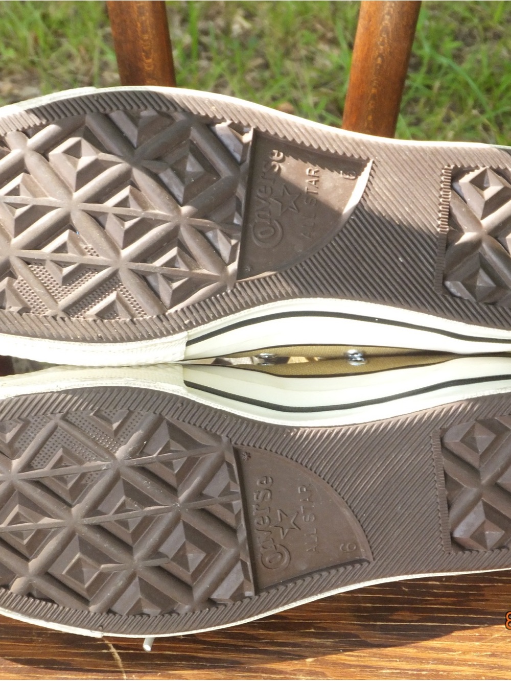 Chuck Taylor Converse High Top Sneakers in Khaki Canvas with Cream Accents - Picture 6 of 6